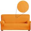Corredocasa Copripoltrona e Copridivano 2/3/4 Posti Millerighe NO STIRO Made in Italy Vari Colori in Tessuto Elasticizzato (Arancione, Poltrona 85-115 cm)