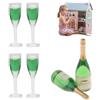 KARELLS Miniatura Champagne Bottiglia 2PCS,Mini Bottiglie Di Champagne,mini bottiglie champagne,4 PCS Bicchieri Vino in Miniatura,Bicchieri Calice Bambole Mini,1/12 Miniatura Bottiglie di Champagne