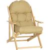 HOMCOM Sedia per Soggiorno Pieghevole con Braccioli e Cuscino, in Legno di Faggio e Tessuto, 71x89x96 cm, Marrone