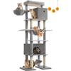 Feandrea Albero per Gatti Grande, Tiragraffi Multilivello XXL, Alto 201 cm, con una Piattaforma, un'Amaca, 2 Casette per Gatti, 2 Amache, Kit Antiribaltamento, Grigio Chiaro PCT195G01