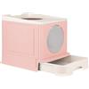 Drumm Contenitore per lettiera pieghevole per gatti, 45 x 35 x 38 cm, grande casa da toilette chiusa a gatto, cassetto per lettiera con coperchio, 2 aperture, vassoio rimovibile, pala, spazzola