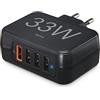 Hama - Stazione di ricarica da rete, 4 Porte, Quick Charger, Qualcomm 3.0, 4 x USB-A, 33 W, nero