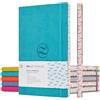 ZenART Supplies ZenART Quaderno Puntinato In Ecopelle per Appunti, 17,8 x 25,4 cm (B5), 120 GSM, Colori Vivaci, Bordo con Motivo Giapponese - Apertura a 180° con Griglia Punteggiata Per Personalizzare La Tua Agenda