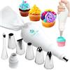 CukkiCakes Set Di Beccucci Professionale Grandi L (1M, 2D (852), 4B, 1A, S232, 895) + Sac A Poche Professionali + Adattatori (8 Pz.) Accessori Pasticceria/Decorazione di Torte - Made in South Korea