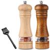 C100AE 2pcs Set Macina Sale e Pepe in Legno, Macinapepe per Spezie in Legno di Quercia,Macina Pepe e Sale,Macinapepe Macinasale Manuale con Meccanismo di Macinazione in Ceramica, H 16.5 CM