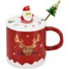 XinHuiGY Tazza da caffè di Natale, in ceramica, con coperchio 3D e cucchiaio,380 ml, per il giorno del Ringraziamento, regalo di Halloween per donne, uomini, ragazze e ragazzi (Rosso)