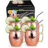 izdeel Bicchieri Moscow Mule Rame Mug 550ml Bicchieri per Cocktail Gin Birra Bevande Fredde, Casa, Bar, Feste, San Valentino, Compleanno, Regali, Scatola (4 Tazze & 4 Cannucce)