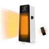 QGKPL 1500W PTC Stufa Elettrica, Stufetta Elettrica Basso Consumo, ECO & Ventilatore, 4 Modalità, Termostato, Timer 12H, Telecomando, Protezione da Surriscaldamento & Ribaltamento, Casa o Ufficio (Bianco)
