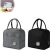 AMONENZ 2 Pezzi Lunch Bag, Nero e Grigio Portatile Borsra Pranzo, Pieghevole Mini Borsa Frigo,per Ufficio, Campeggio e Viaggi