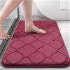 Homaxy Tappeto da bagno in memory foam, antiscivolo, morbido, assorbente, lavabile, facile da pulire, 40 x 60 cm, rosso vino
