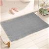 AIBIIN Tappetino da bagno con motivo a waffle, super assorbente, antiscivolo, lavabile in lavatrice, retro in gomma, tappetini da bagno per soggiorno, bagno, zerbino, grigio, 46 x 77 cm