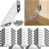 BGOBTY Squadrette Angolari,24 pezzi Armadio Angolare Universale,Staffe per Mensole in acciaio inox,Staffe Angolari per Legno,Staffa Angolare,per il rinforzo e il restauro di mobili,tavoli