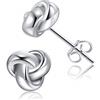 CHIC & ARTSY CHIC ARTSY Orecchini a nodo d'amore grosso in argento sterling 925 da 8 mm Orecchini a nodo d'amore bianco lucido