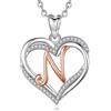 INFUSEU Collana con Ciondolo Cuore Lettera A-Z Alfabeto Capitale Gioielli Doppio Cuore Iniziale Senza Collo Cubic Zirconia CZ Regalo Donna Romantici, Catena da 20 Pollici