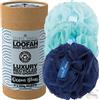 Temple Spring Pouf da doccia riciclato, Eco Riciclato, Spazzola per il corpo, Spugna a rete, Esfoliante Scrunchie, articoli da toeletta, palline di schiuma (Blu oceano)