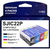 OGOUGUAN Cartucce d'inchiostro compatibili SJIC22P per stampante Epson TM-C3500 Color Works C3500 C3510 C3520 (4-Pack) - Nero, Ciano, Magenta, Giallo - Chip intelligente - Test rigorosi