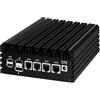 AIOPCWA Firewall Micro Appliance, 12th Gen Quad Core N100 Fanless Mini PC, 4 x LAN i226V 2.5GbE, DDR5 8GB RAM 128GB M.2 NVMe SSD, Support Windows OPNsense, AES-NI, TF slot