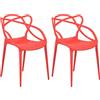 Totò Piccinni Sedie INFINITY in Polipropilene Moderne Design Impilabile (Rosso, 2)