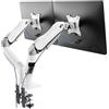 HUANUO Supporto schermo PC 2 da 13 a 32 pollici, braccio per doppio monitor PC piatti curvi, VESA 75 x 75/100 x 100 mm