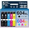 Msudoku 604XL Cartucce di ricambio Compatibili con Cartucce Epson 604 XL Multipack per Epson XP-2200 XP-2205 XP-3200 XP-3205 XP-4205 Workforce WF-2930 WF-2910 WF-2935 WF-2950 (5-Pack)