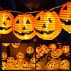 AUAUY Halloween Catena Luminosa a Batteria, 3 metri 20 LED Arancia Zucca Lanterna, 2 Modalità Luci Halloween Zucca, per Halloween Decorazione Interno ed Esterno, Giardino, Albero, Festa