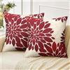 Velvhom Federe Cuscini Divano 40x40 Rosso e Bianco, Set di 2 Copricuscini Per Divano in Lino Divani Astratta Dalia Floreale Pittura Fodere per Cuscini Camera da Letto Divano per Esterni Cuscini da Esterno