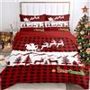 WZXGHE Copripiumino Matrimoniale Natalizio 135x200,Set Di Biancheria Da Letto Con Babbo Natale E Alce, Regali Di Natale Per Bambini E Adolescenti (Frohe Weihnachten, 135x200cm)