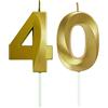 Lahviuu Candele di Compleanno Numero,Candele Decorazione di Topper Torta Buon Compleanno,per Festa Nozze Anniversario Celebrazione Forniture,40 Anni (Oro)
