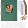 Vienrose Album Scrapbook 20,5x28 cm Copertina in lino Album Fotografico con 40 Pagine Carta Kraft Bianca Bianca, Kit di Forniture Scrapbooking fai da te per Matrimonio Famiglia Viaggio, Verde scuro