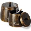 Jokisa Posacenere per esterni, set da 2 pezzi, in acciaio inox, con coperchio, per interni ed esterni, posacenere antivento con fondo antiscivolo, per giardino, bar e balcone, L