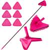 JEHONN Mocio Pavimenti Triangolare con Manico Lungo 202 cm, Aggiornato Mop Pulizia Allungabile con 6 Tamponi in Microfibra Ciniglia per Pareti, Soffitti, Muro, Finestre, Casa Interni (Rosso Rosato)
