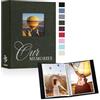 Lanpn Album Fotografico 10x15 100 Foto 2 Confezioni, Finestra OURMEMORIES Lino Piccolo Mini Album Foto Portafoto Verticale Tascabile Tasche Tasca Verde