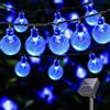 LQWELL® Catena di luci solari per esterni, giardino, luce a energia solare, sfere di cristallo, 15 LED, 5 m, IP44, 8 modalità, per esterni, giardino, terrazza (5M 15LED Blu)