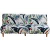 Surwin Copridivano Senza Braccioli 2/3 Posti, Antimacchia Clic Clac Fodera per Divano Letto Lavabile Elasticizzato Antiscivolo Pieghevole Foglie di Piante Copri Divano (190-230cm,Bianco)