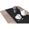 Royal Schneider 5501 - Runner da tavola effetto lino con protezione antimacchia, lavabile, rettangolare, da giardino, nero, 40 x 200 cm