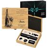 Maverton Apribottiglie Elettrico - Set di Accessori da Vino + Stappa Birra - 6 Pezzi - Personalizzazione Stampata - Scatola in Legno di Bambù - Misure 27x22x7cm - per Lei - Bottiglia