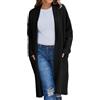 Generisch Cappotto lungo in lana tinta unita, alla moda, sottile, per donna e inverno, casual, cardigan corto da donna grossolano, Nero , XXL