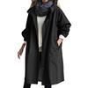Beokeuioe Giacca da donna per le mezze stagioni, leggera, impermeabile, traspirante, con cappuccio, giacca a vento, elegante, lunga con cappuccio, parka autunno, taglie forti, Nero , XXXL