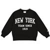 Champion Legacy Script Shop G (405044) - Ultra-light Soft Compact Powerblend Fleece Crewneck & Rib Cuffs, Tuta sportiva Bambine e ragazze, Marshmallow/Blu Marino (STR/NNY), 3-4 anni