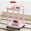 KEJIAWU Tavolino rotondo con rotelle, comodino in plastica, tavolino rotondo, con rotelle bloccabili, per soggiorno, camera da letto, balcone, terrazza (Color : Pink)