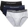 Emporio Armani Men's Basic - Pure Cotton 3-pack Brief, Mutande Uomo, Multicolore (Marine/Melange Grey/Black), S