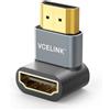 VCELINK Adattatore HDMI ad Angolo Retto 8K, Connettore HDMI a 90 Gradi, Adattatore HDMI da Maschio a Femmina 2.1 Placcato Oro Supporta 8K@60Hz per TV, Laptop, Monitor, Lettore DVR, Confezione da 1
