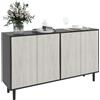 HOMCOM Credenza Moderna con 2 Armadietti e 4 Ante con Apertura a Pressione, 121x37x75cm, Nero
