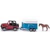 siku 1651, Jeep con rimorchio per cavalli, Metallo e Plastica, Multicolor, Con 1 cavallo giocattolo, Sponda posteriore apribile