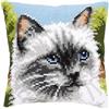 VERVACO Kit Cuscino Punto Croce Gatto Siamese Set Ricamo Principianti Cuscini Gobelin Decorativi ca. 40 x 40 cm Accessori per Lavoretti Creativi DIY Casa Decor Hobby Adulti Cross Stitch