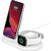 Belkin Caricabatteria wireless 3 in 1 stazione di ricarica da 7,5 W per iPhone 15, 14, Apple Watch ed AirPods e altri - dock Bianco