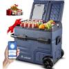 AAOBOSI 55L Frigo Portatile, Dual Zone, Frigo da Campeggio con APP, Ricarica USB, Illuminazione LED, 12/24 V e 100-240 V, -20°C a 20°C, Frigorifero Portatile con Ruote Per Molti Modelli Di Veicoli
