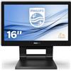 Philips Philips B Line 162B9T - Monitor a LED - 16 (15.6 visualizzabile) - touchscreen - 1366 x 768 @ 60 Hz - TN - 220 cd/m² - 500:1 - 4 ms - HDMI, DVI, DisplayPort, VGA - altoparlanti - black texture 162B9T/00