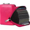 Goopai RFID 20 slot per carte di credito porta carte di credito in vera pelle fisarmonica porta carte piccolo portafoglio per donne o uomini con cerniera, Rosso rosato, S, Classico
