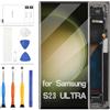 LADYSON Ricambio originale per Samsung Galaxy S23 Ultra Screen per Samsung S918 S918B SM-S918U SM-S918W Schermo LCD Touch Display Digitizer Vetro Parti di Riparazione (Blu con Telaio, Funzione Figerprint)